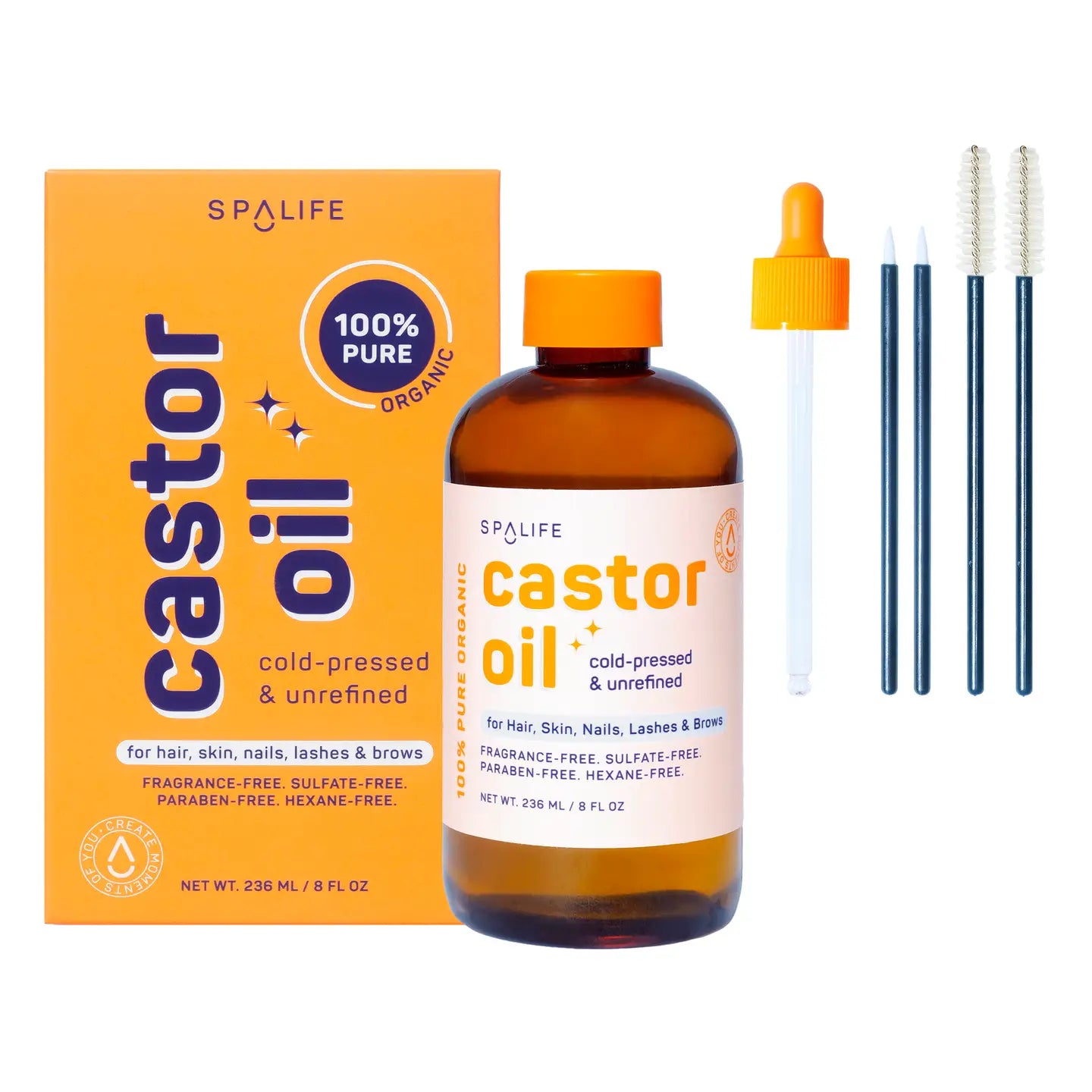 Castor Oil 100% Pure - For Hair, Skin, Nails, Lashes & Brows